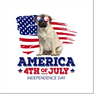 Pug Flag USA - America 4th Of July Independence Day Posters and Art